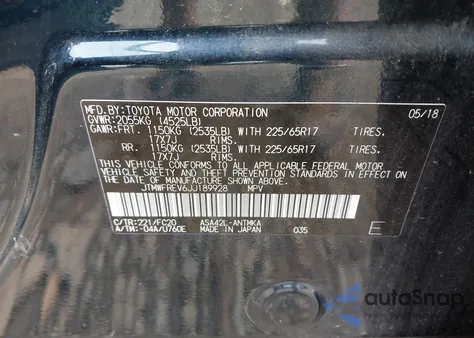 2018 Toyota Rav4 Xle из США, поврежденный, VIN JTMWFREV6JJ189928